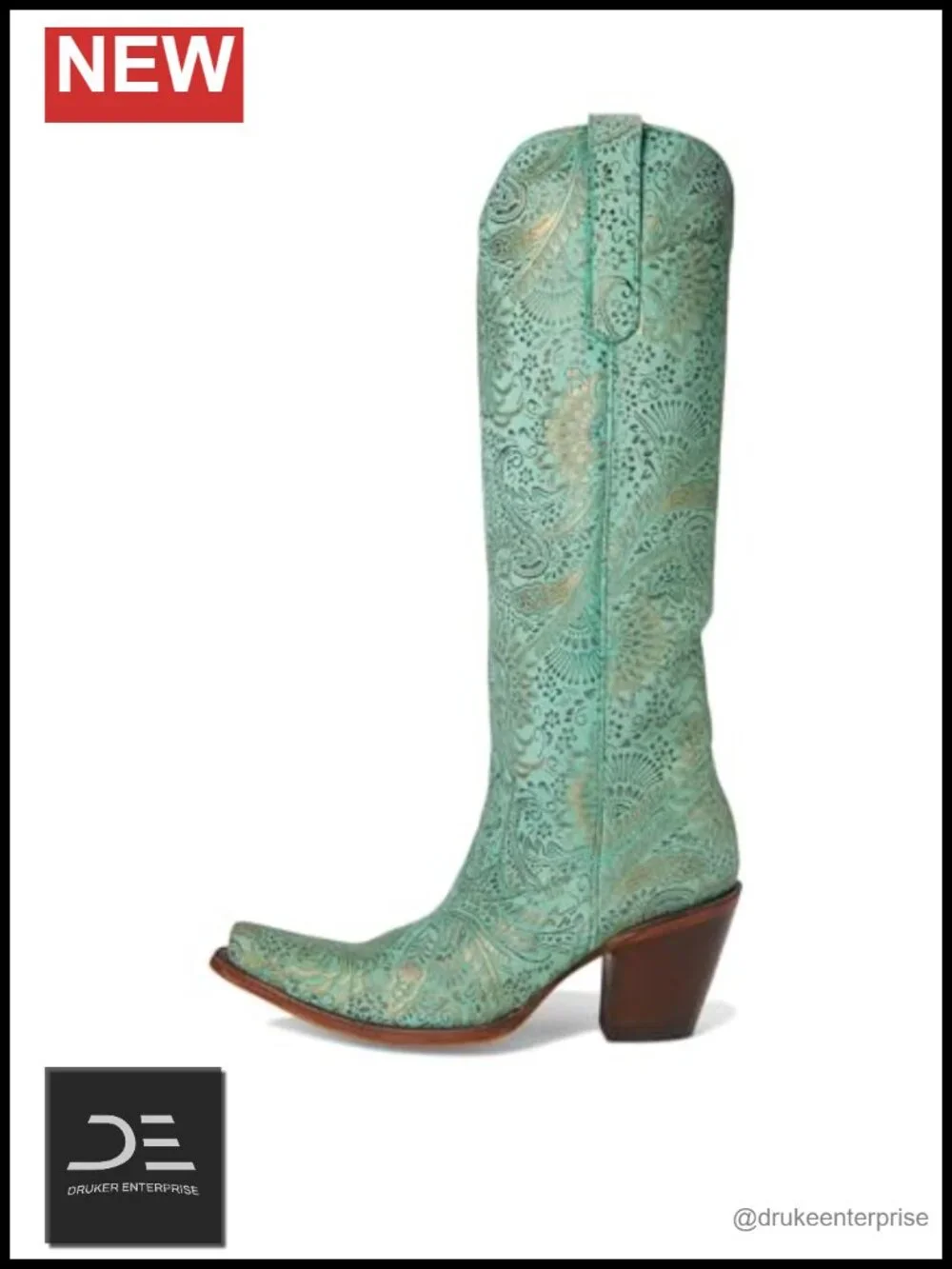 Corral Western Floral Embroidered Snip Toe Pull On Over the Knee Boots